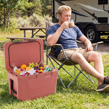 Large Insulated Hard Shell Cooler with Cup Holders, Bottle Opener & Drain Plug