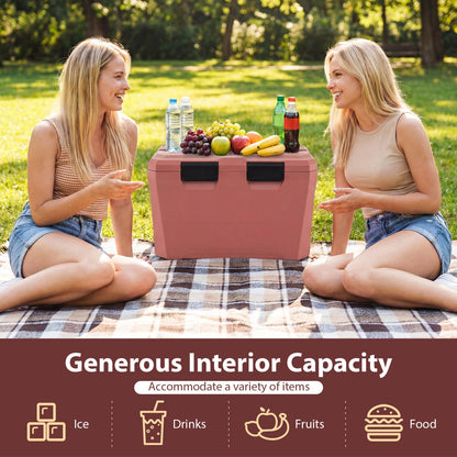 Large Insulated Hard Shell Cooler with Cup Holders, Bottle Opener & Drain Plug