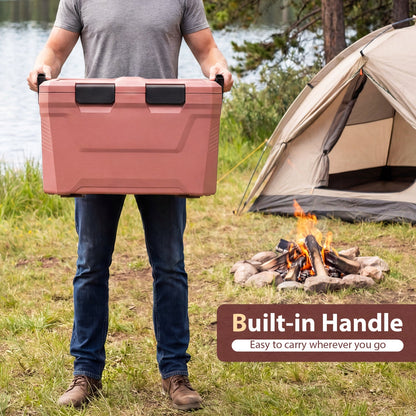 Large Insulated Hard Shell Cooler with Cup Holders, Bottle Opener & Drain Plug