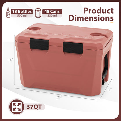 Large Insulated Hard Shell Cooler with Cup Holders, Bottle Opener & Drain Plug