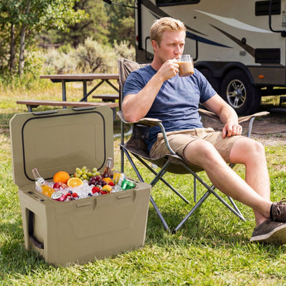 Large Insulated Hard Shell Cooler with Cup Holders, Bottle Opener & Drain Plug