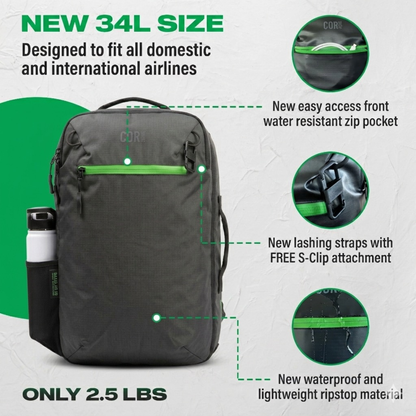 Island Hopper 2.0 Matte Black | Waterproof Carry-On Backpack 28L & 34L - Niksstuff