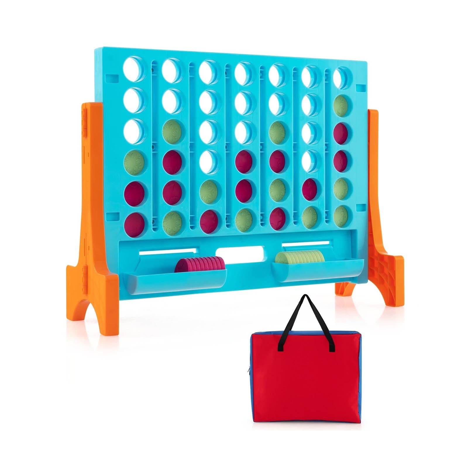 Jumbo 4-to-Score Connect Game Set | 42 Coins & Carrying Bag | 4 Colors - Niksstuff