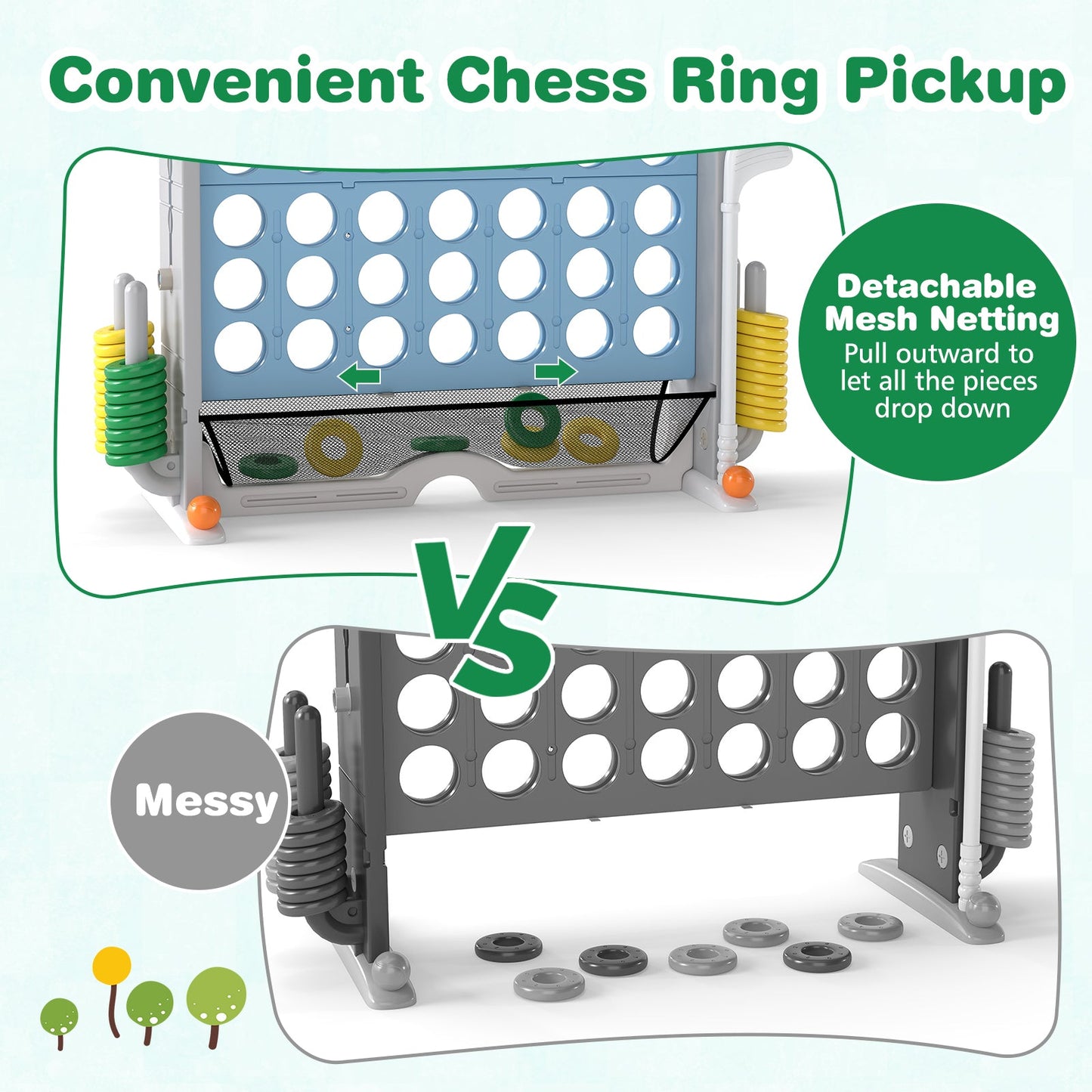 Jumbo 4-in-1 Game Set | Connect 4, Ring Toss, Basketball & Mini Golf - Niksstuff