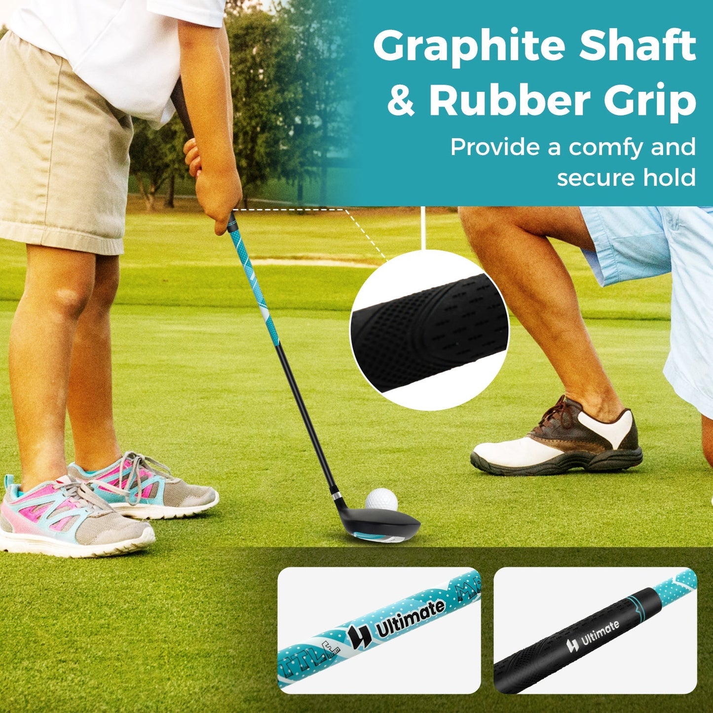 Junior Golf Club Set | Ages 5–7 | Right Hand | 3 Clubs + Stand Bag + Rain Hood | Green, Pink or Blue