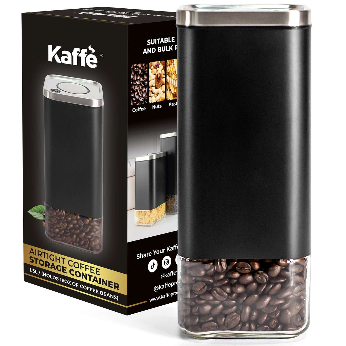 Kaffe 16oz Square Glass Airtight Food Storage Container