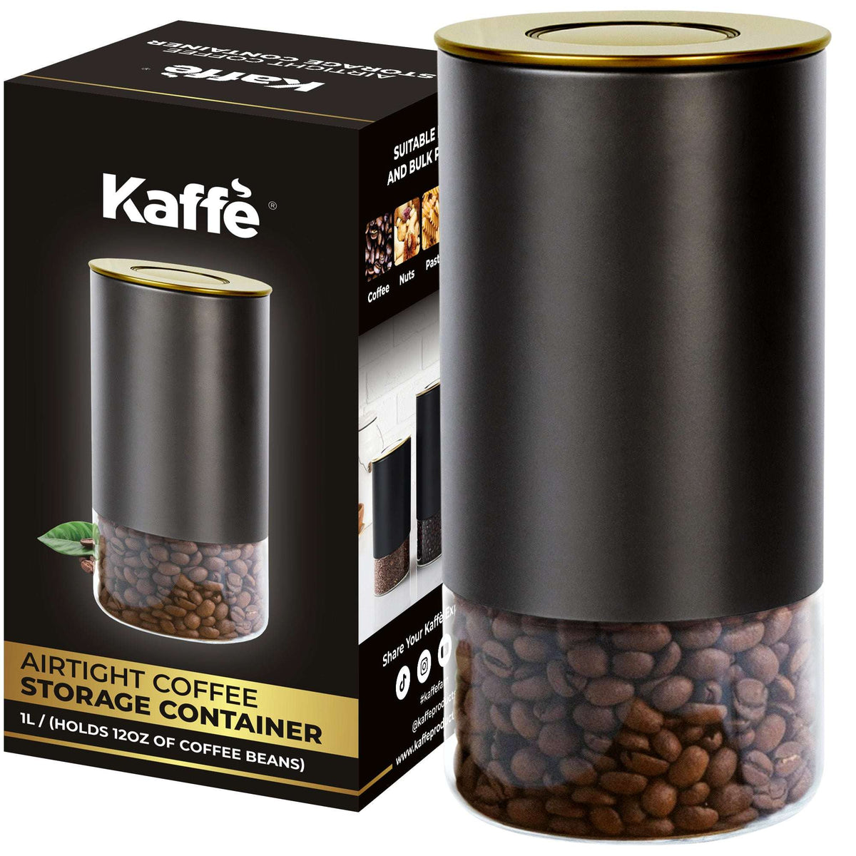 Kaffe 12oz Round Glass and Stainless Steel Storage Container