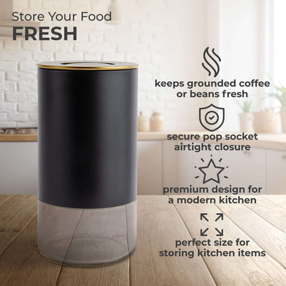 Kaffe 12oz Round Glass and Stainless Steel Storage Container