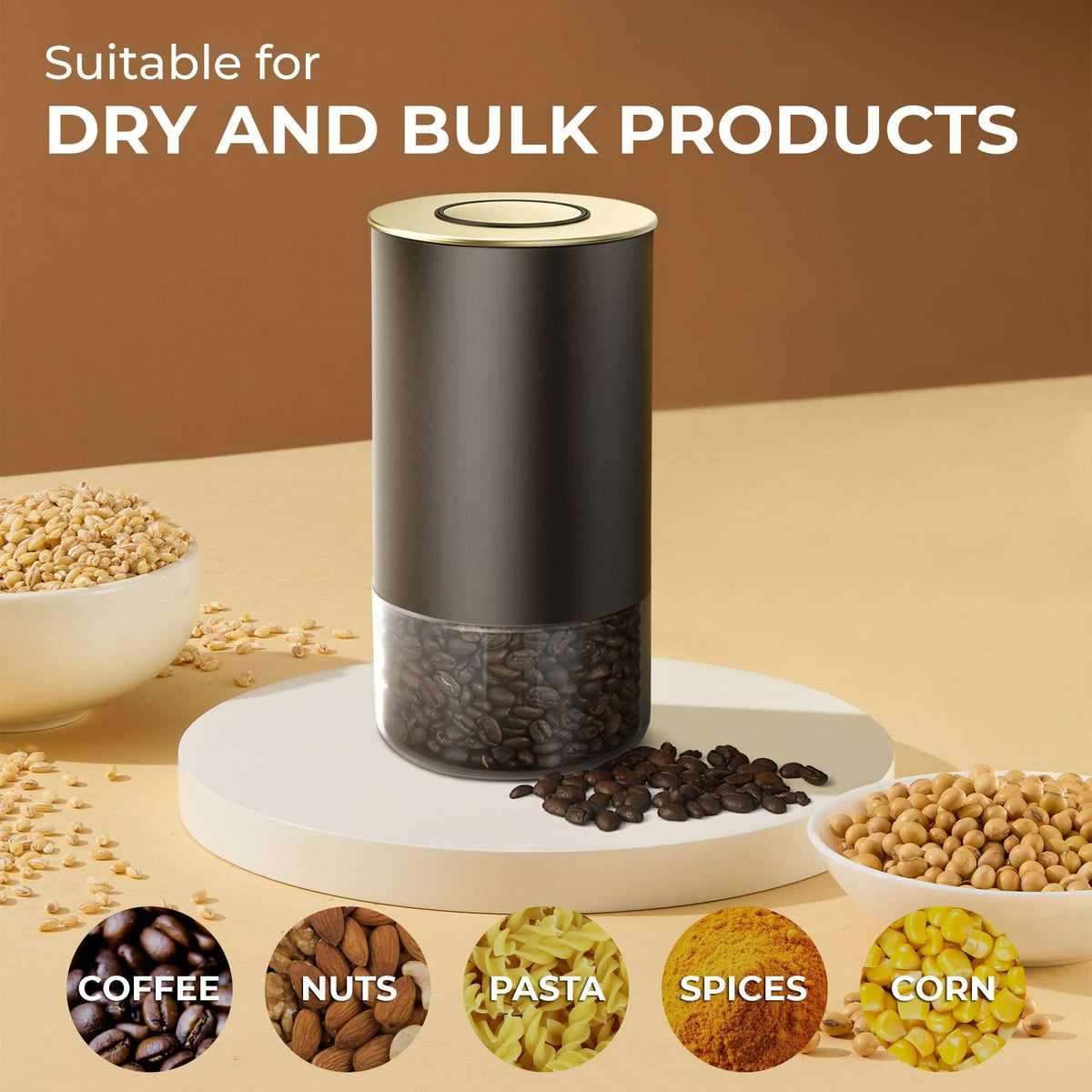 Kaffe 12oz Round Glass and Stainless Steel Storage Container