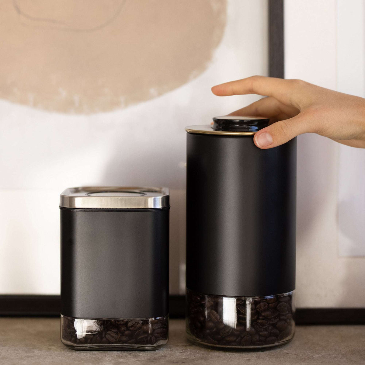Kaffe 12oz Round Glass and Stainless Steel Storage Container