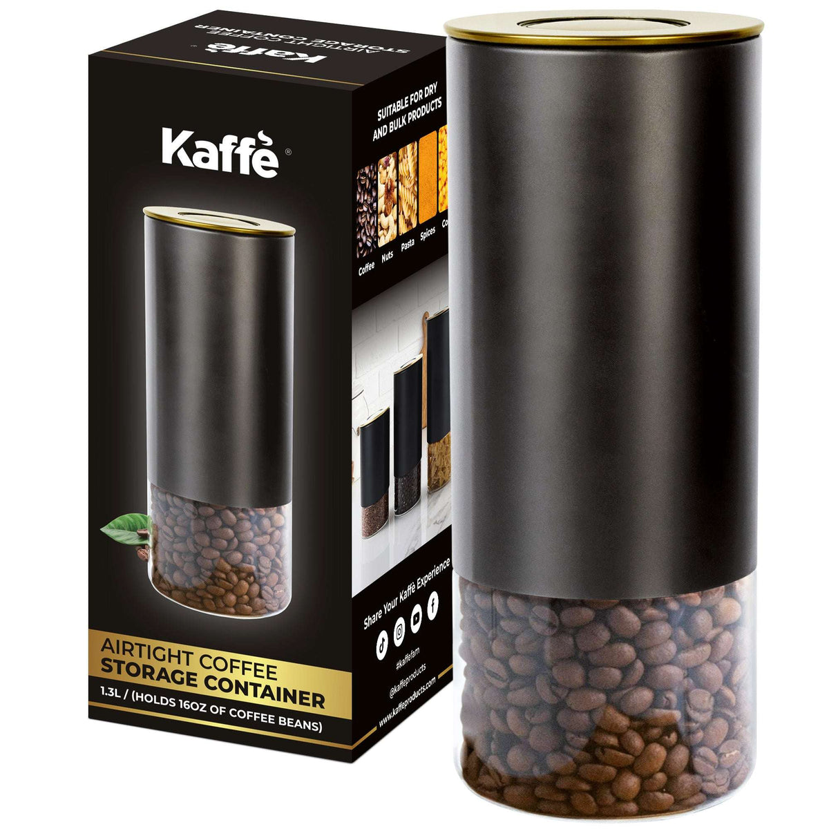 Kaffe 16oz Round Glass & Stainless Steel Storage Container