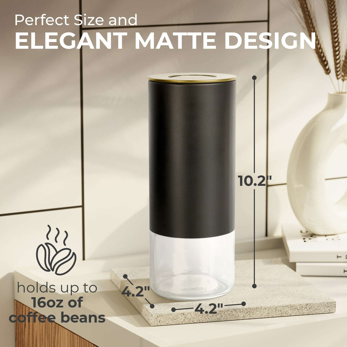 Kaffe 16oz Round Glass & Stainless Steel Storage Container