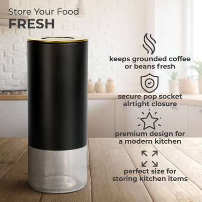 Kaffe 16oz Round Glass & Stainless Steel Storage Container