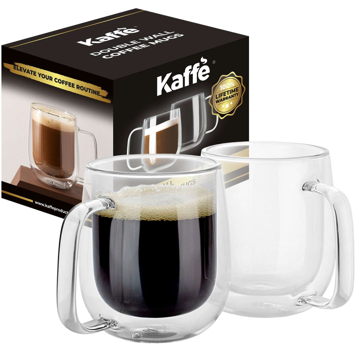 Kaffe 10oz Double-Walled Borosilicate Glass Mug Set - 2 Pack