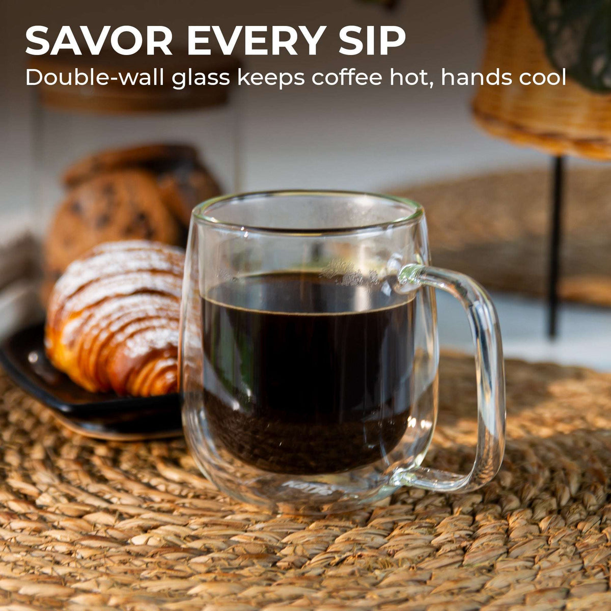 Kaffe 10oz Double-Walled Borosilicate Glass Mug Set - 2 Pack