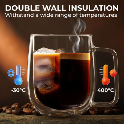 Kaffe 10oz Double-Walled Borosilicate Glass Mug Set - 2 Pack