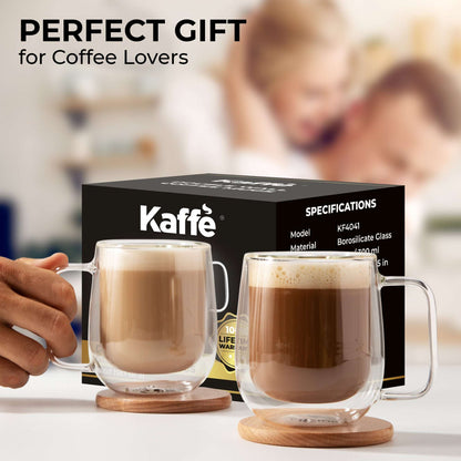 Kaffe 10oz Double-Walled Borosilicate Glass Mug Set - 2 Pack