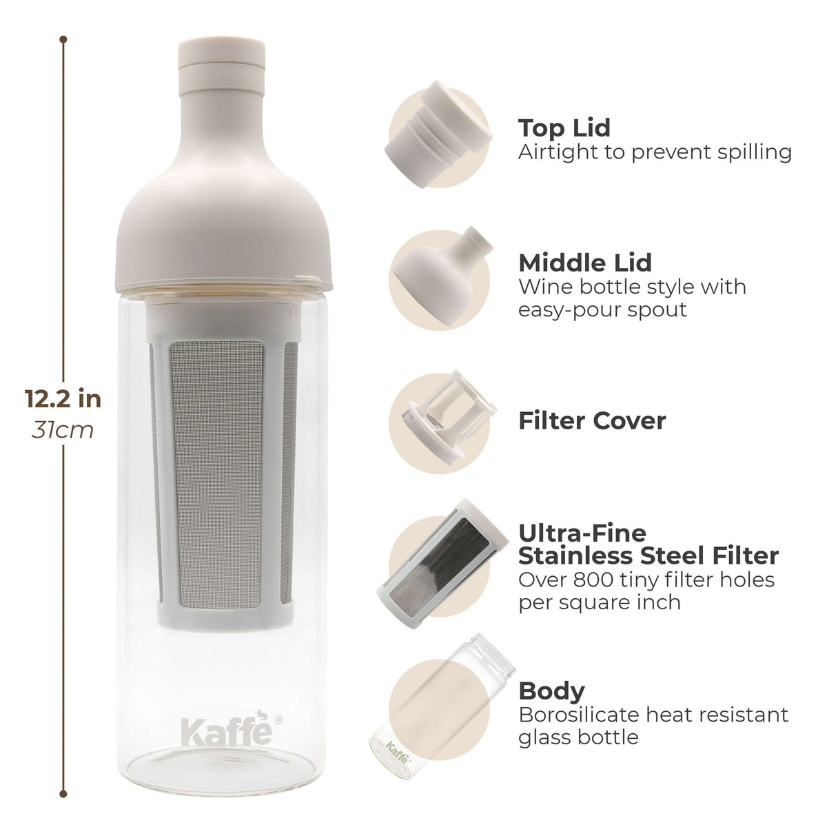 Kaffe Cold Brew Coffee Maker - 34oz Glass Pitcher KF9040