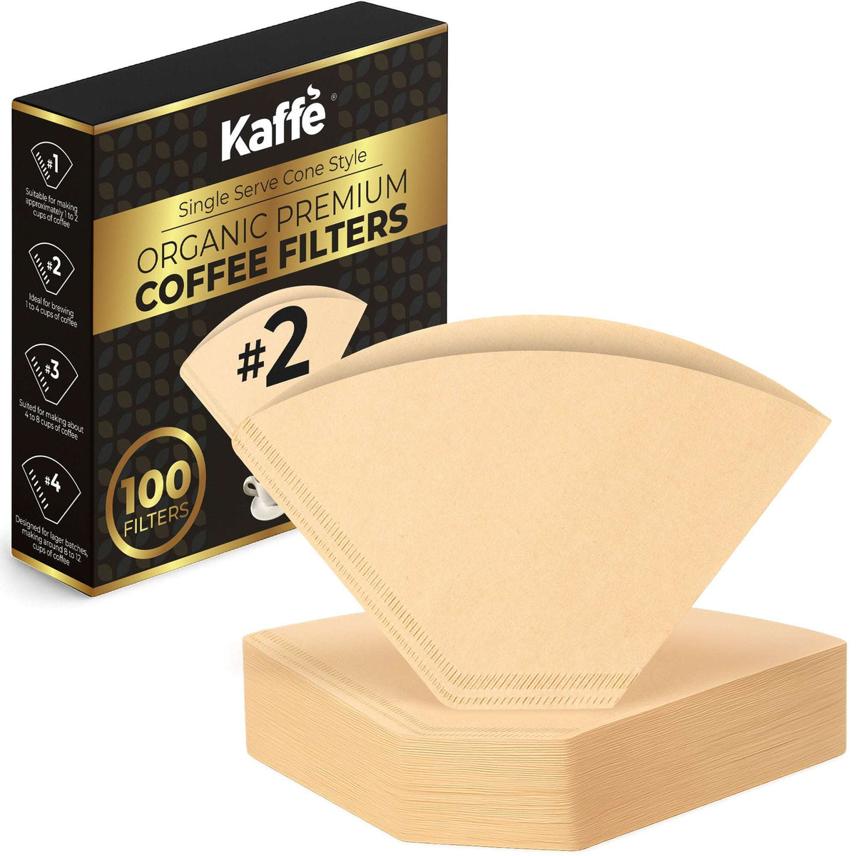 Kaffe Organic Coffee Filters #2 - Unbleached 100-Pack