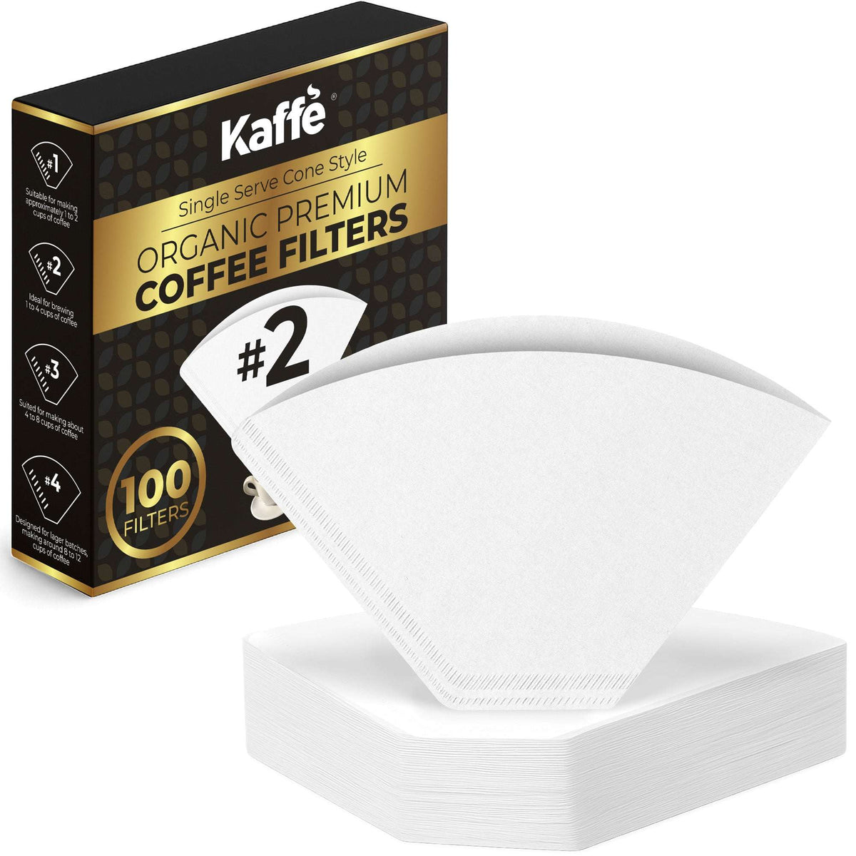 Kaffe #2 Coffee Filters - 100pk Unbleached Paper