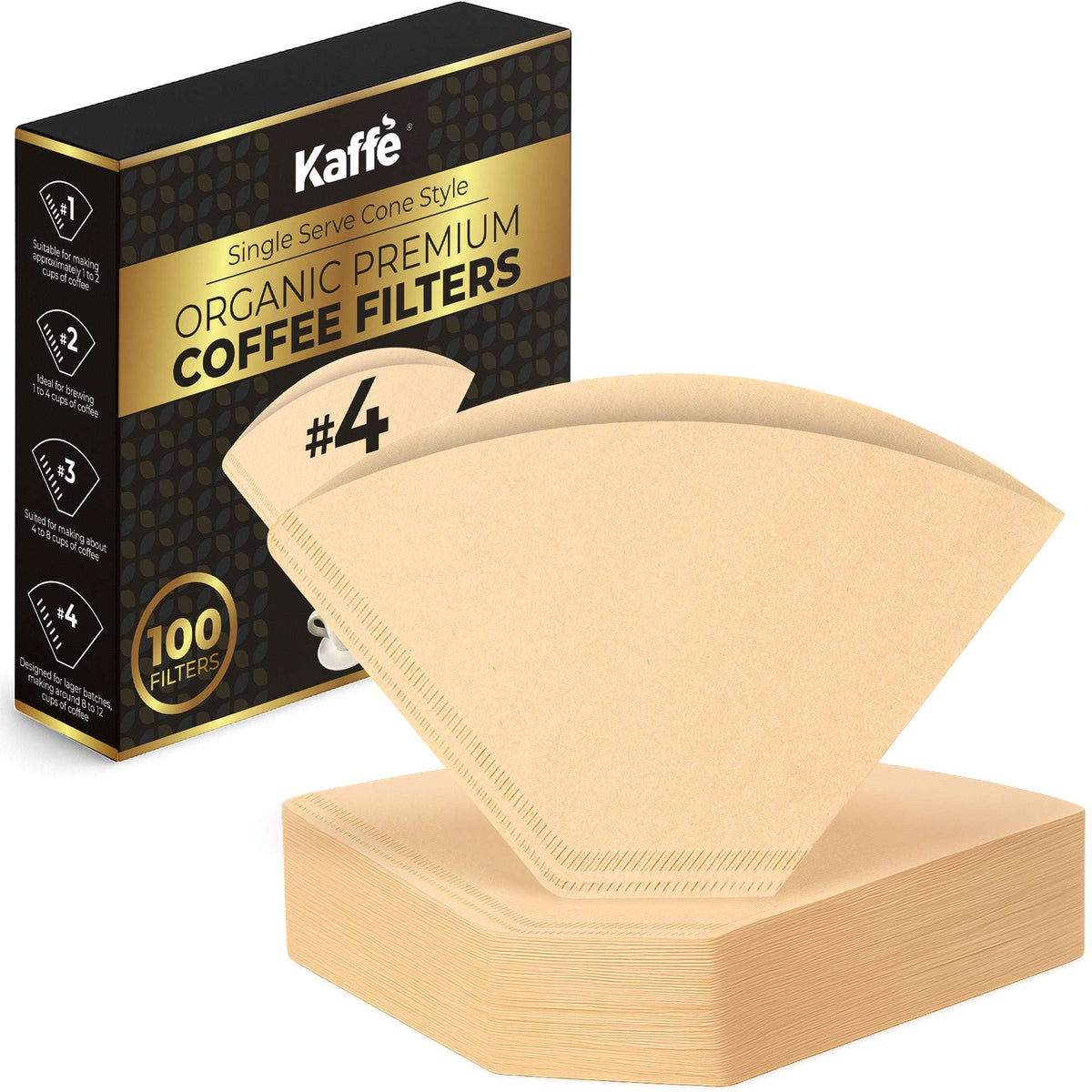 Kaffe Organic Coffee Filters #4 - Unbleached 100-Pack