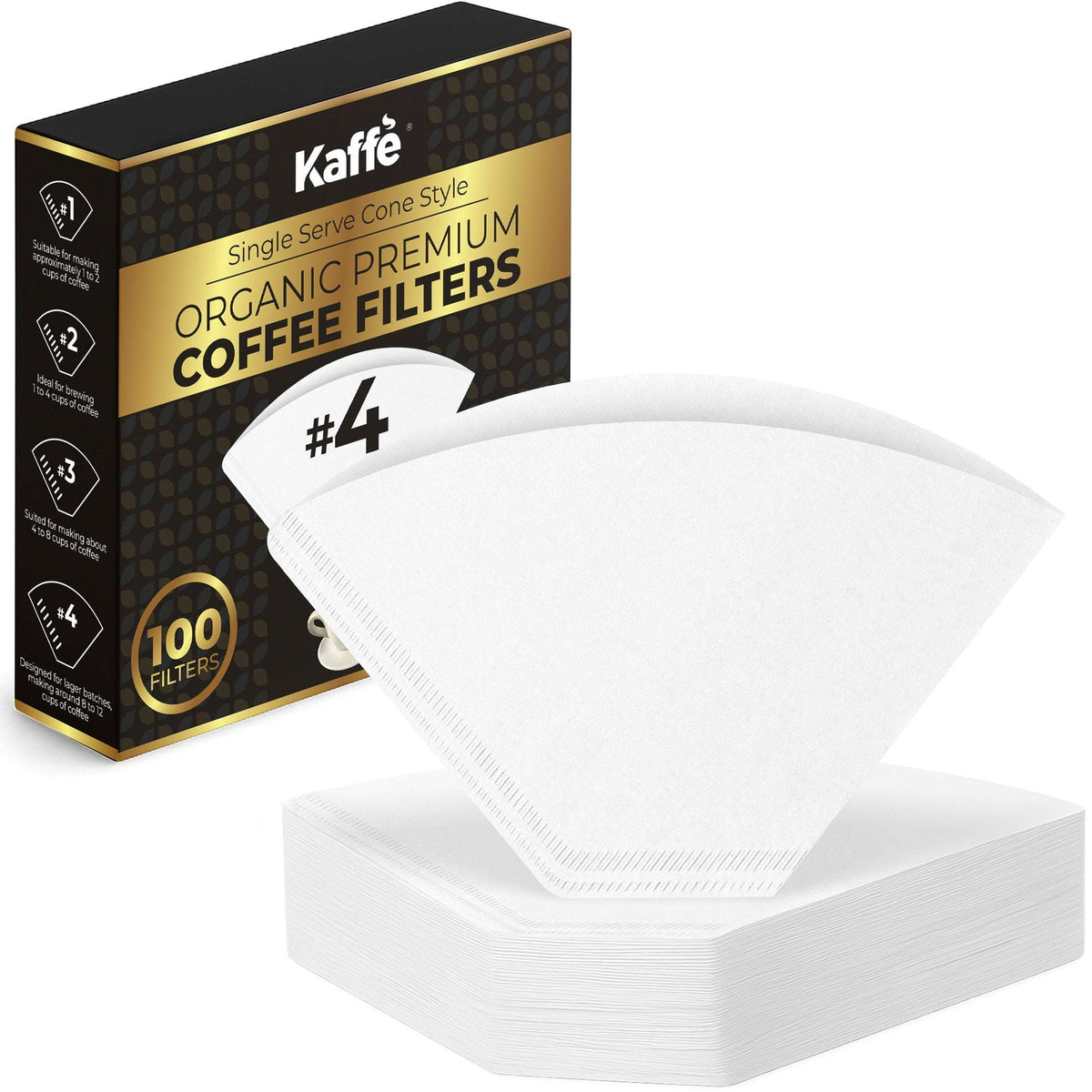 Kaffe #4 Coffee Filters - 100pk Unbleached Paper
