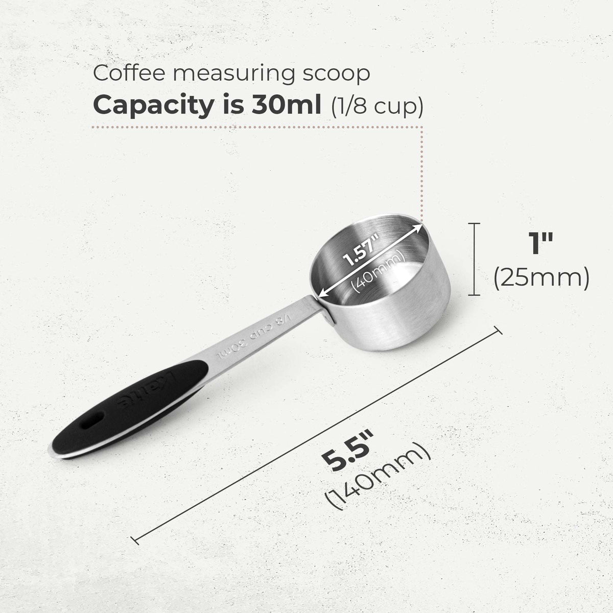 Kaffe Stainless Steel Coffee Measuring Spoon - 1/8 Cup (30ml)