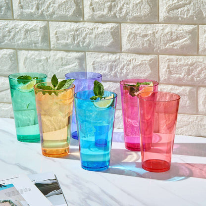 Madrid acrylic highball glasses set of 6, assorted colors with ice and fresh mint