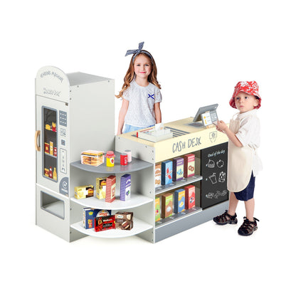 Kids Grocery Store Playset | POS Machine, Conveyor Belt & Chalkboard | ASTM & CPSIA Certified | Ages 3–8 | White or Gray