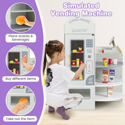 Kids Grocery Store Playset | POS Machine, Conveyor Belt & Chalkboard | ASTM & CPSIA Certified | Ages 3–8 | White or Gray