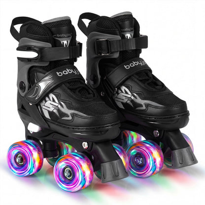 Kids Adjustable Quad Roller Skates with Light-Up Wheels | Girls & Boys - Niksstuff