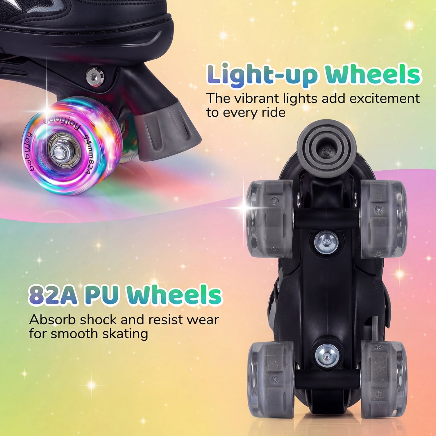 Kids Adjustable Quad Roller Skates with Light-Up Wheels | Girls & Boys - Niksstuff