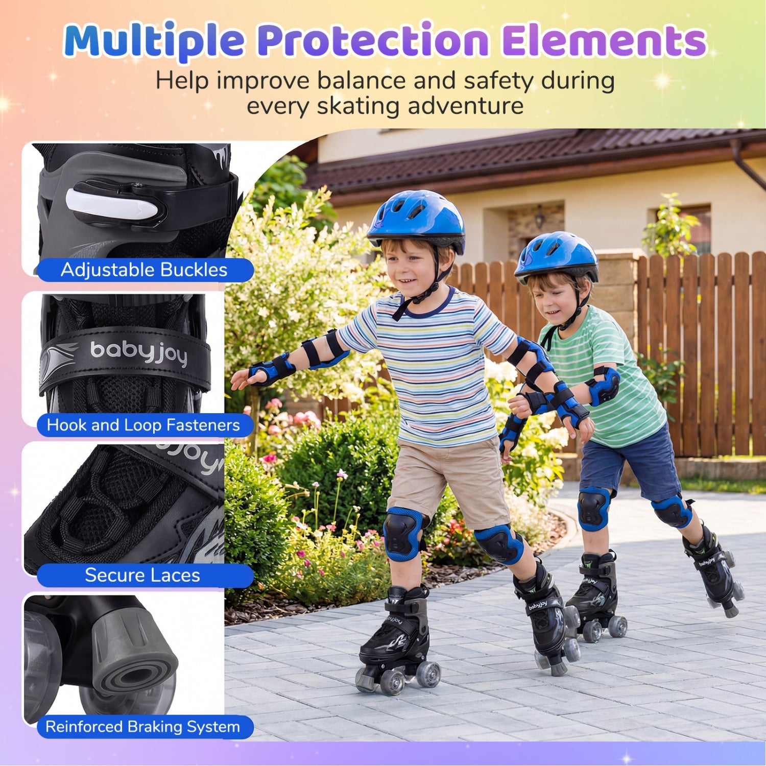 Kids Adjustable Quad Roller Skates with Light-Up Wheels | Girls & Boys - Niksstuff