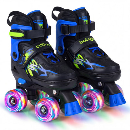 Kids Adjustable Quad Roller Skates with Light-Up Wheels | Girls & Boys - Niksstuff