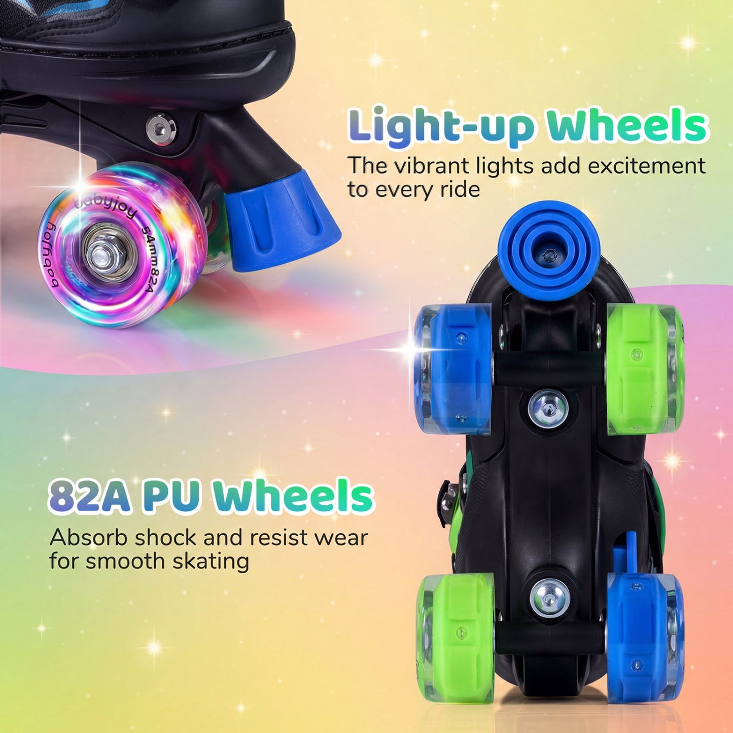 Kids Adjustable Quad Roller Skates with Light-Up Wheels | Girls & Boys - Niksstuff