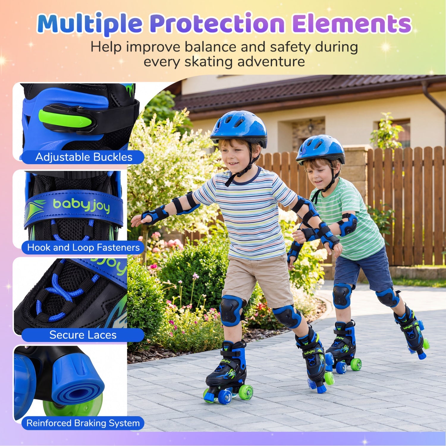 Kids Adjustable Quad Roller Skates with Light-Up Wheels | Girls & Boys - Niksstuff