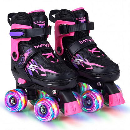 Kids Adjustable Quad Roller Skates with Light-Up Wheels | Girls & Boys - Niksstuff