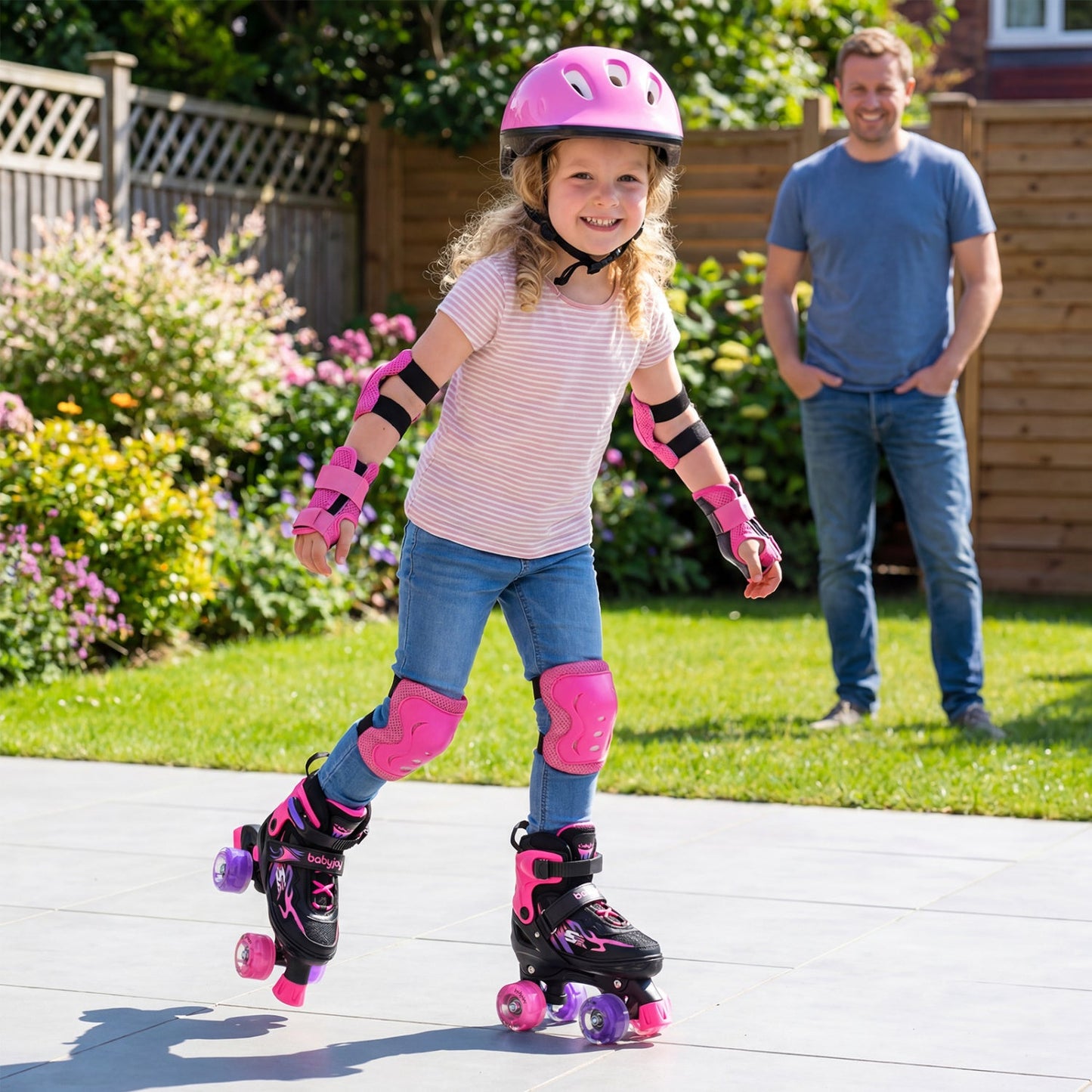 Kids Adjustable Quad Roller Skates with Light-Up Wheels | Girls & Boys - Niksstuff