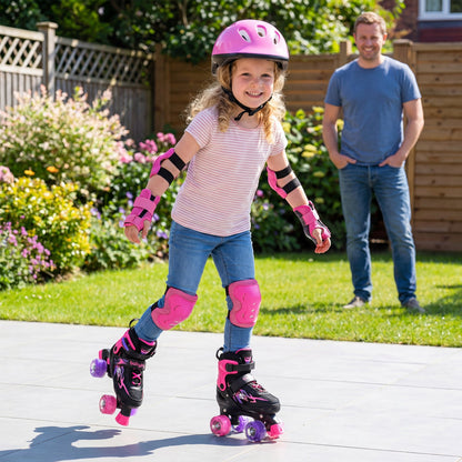 Kids Adjustable Quad Roller Skates with Light-Up Wheels | Girls & Boys - Niksstuff