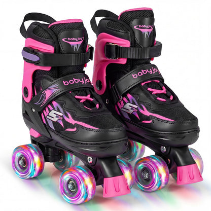 Kids Adjustable Quad Roller Skates with Light-Up Wheels | Boys & Girls - Niksstuff