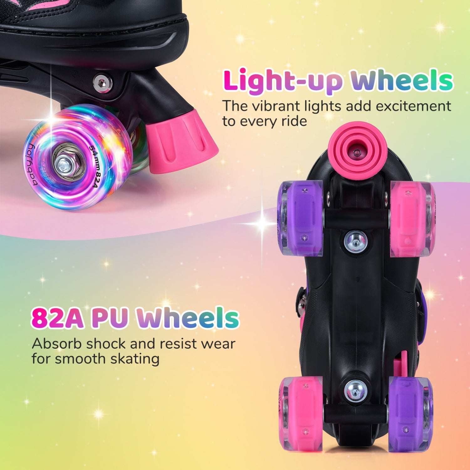 Kids Adjustable Quad Roller Skates with Light-Up Wheels | Boys & Girls - Niksstuff
