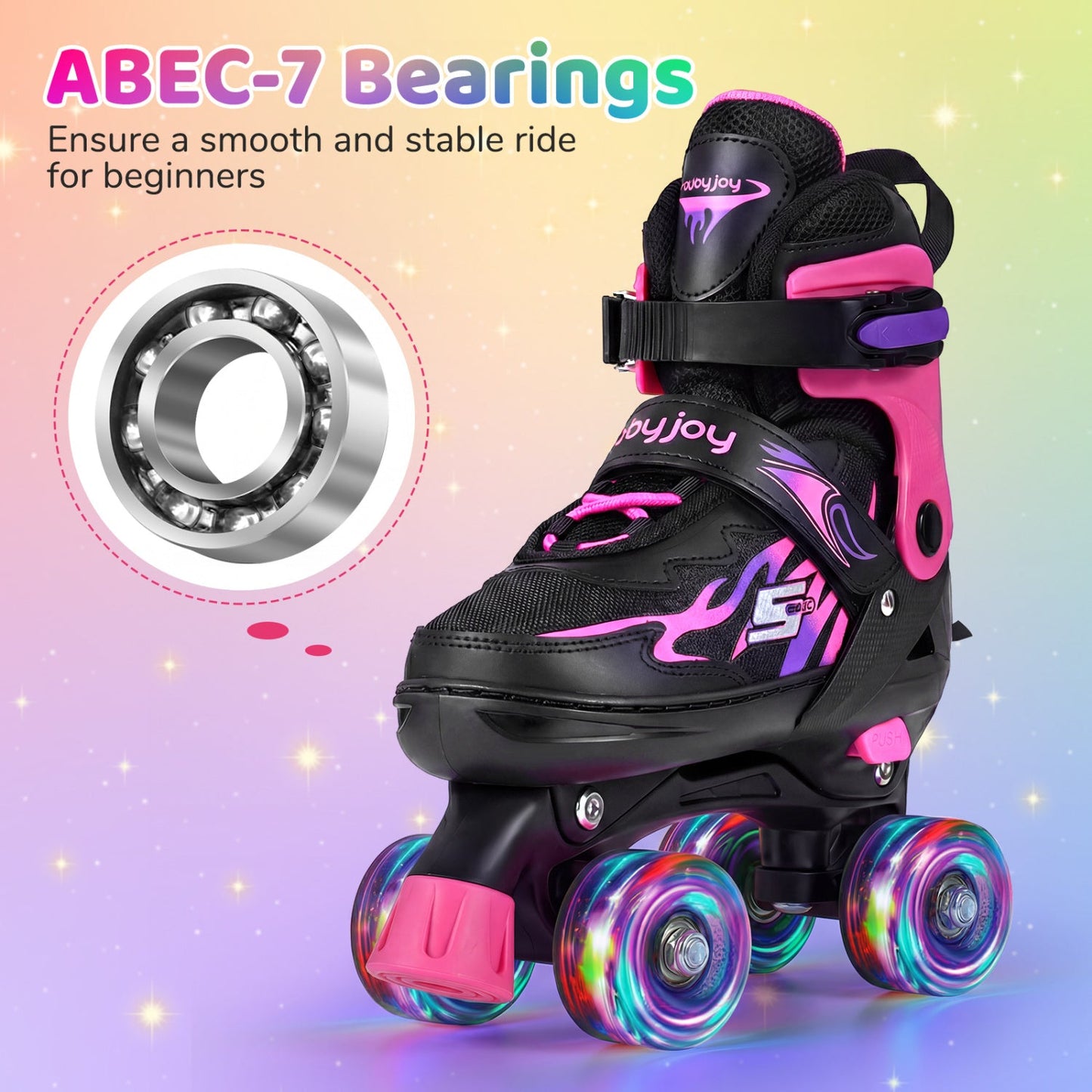 Kids Adjustable Quad Roller Skates with Light-Up Wheels | Boys & Girls - Niksstuff