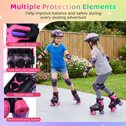 Kids Adjustable Quad Roller Skates with Light-Up Wheels | Boys & Girls - Niksstuff