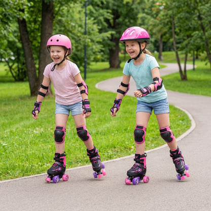 Kids Adjustable Quad Roller Skates with Light-Up Wheels | Boys & Girls - Niksstuff