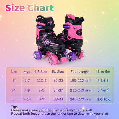 Kids Adjustable Quad Roller Skates with Light-Up Wheels | Boys & Girls - Niksstuff