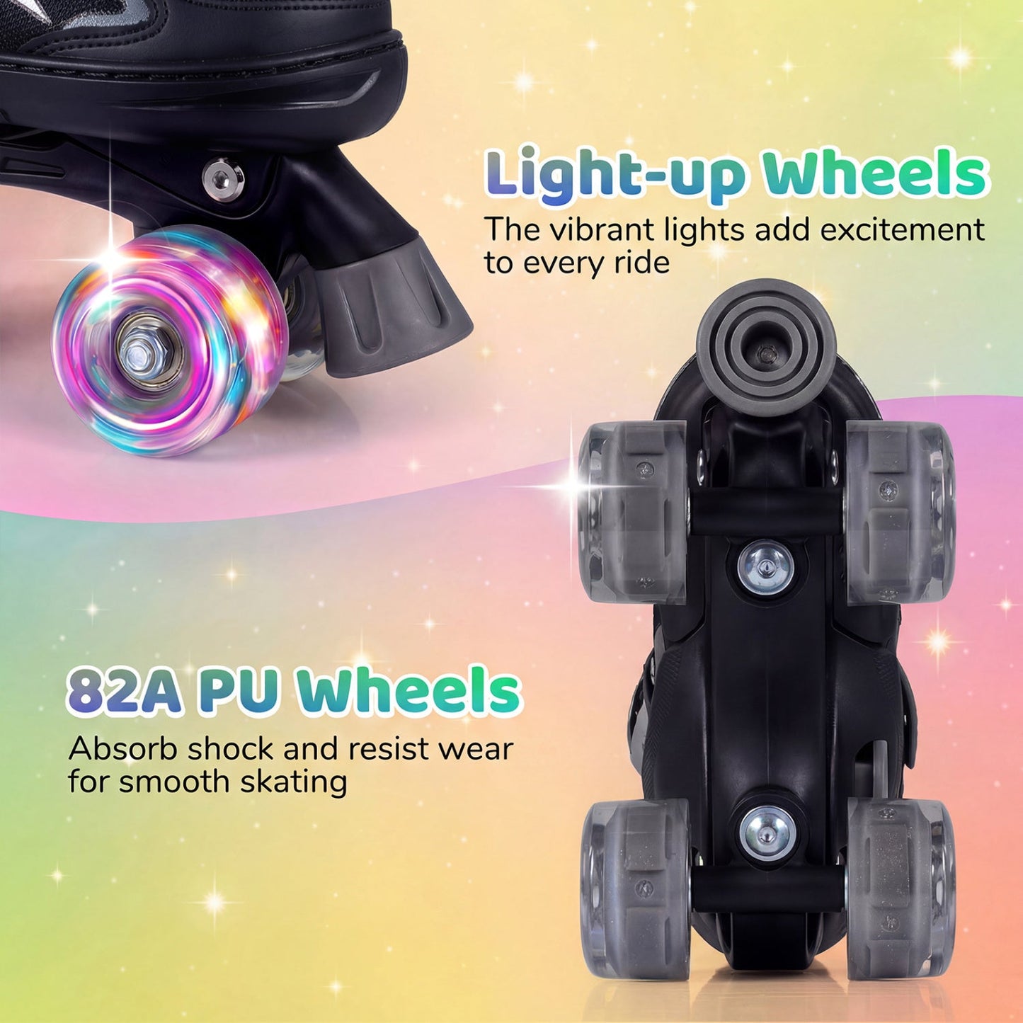 Kids Adjustable Quad Roller Skates with Light-Up Wheels | Boys & Girls - Niksstuff