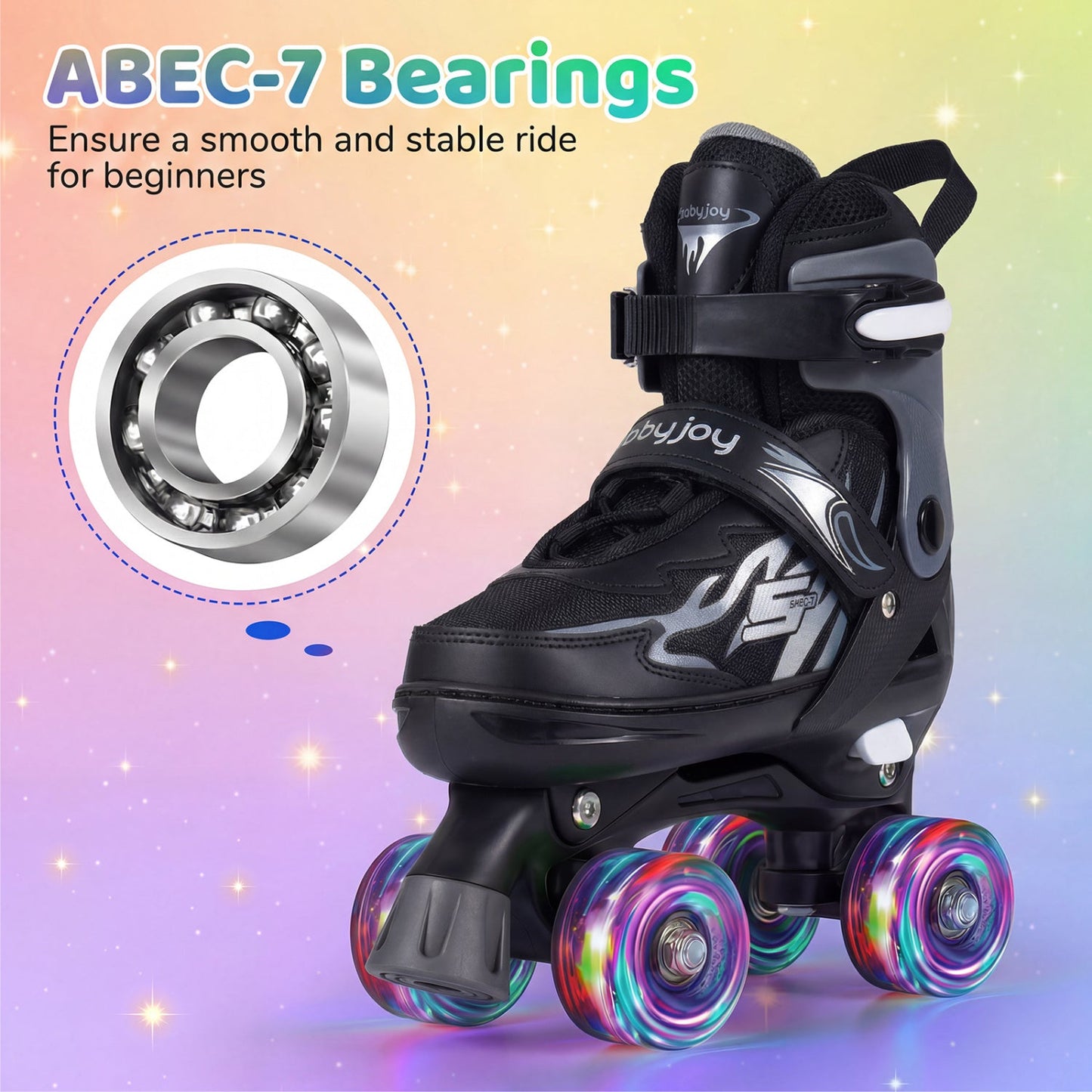 Kids Adjustable Quad Roller Skates with Light-Up Wheels | Boys & Girls - Niksstuff