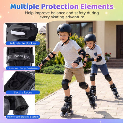 Kids Adjustable Quad Roller Skates with Light-Up Wheels | Boys & Girls - Niksstuff
