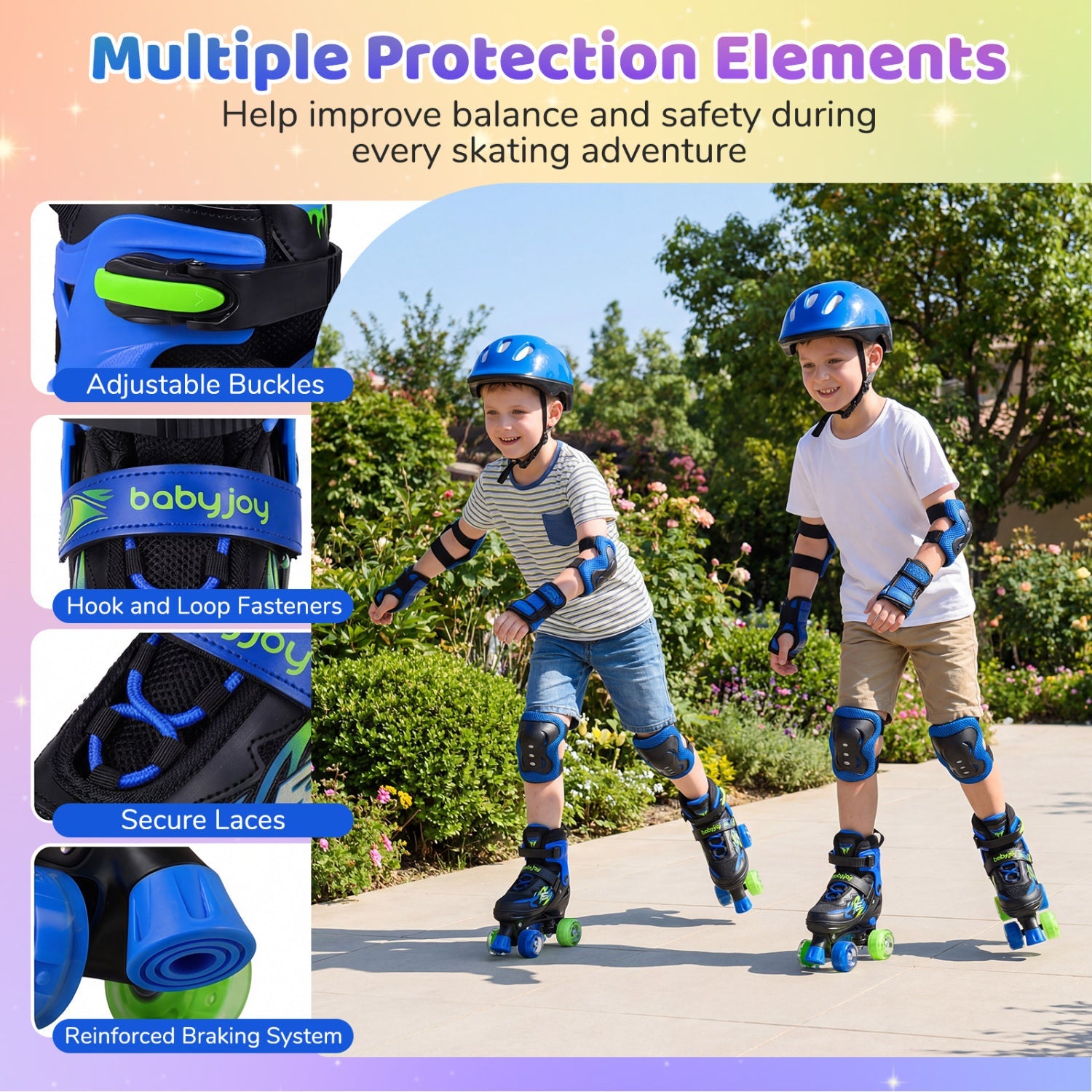 Kids Adjustable Quad Roller Skates with Light-Up Wheels | Boys & Girls - Niksstuff