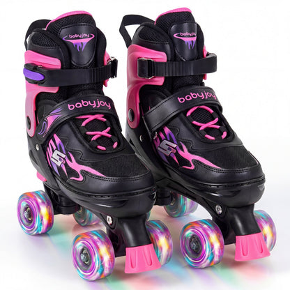 Kids & Teen Adjustable Quad Roller Skates with Light-Up Wheels - Niksstuff